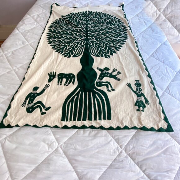 Handmade Poplin Tree Of Life Wall Curtain Hanging Applique Tapestry Yoga Decor - Picture 2 of 10